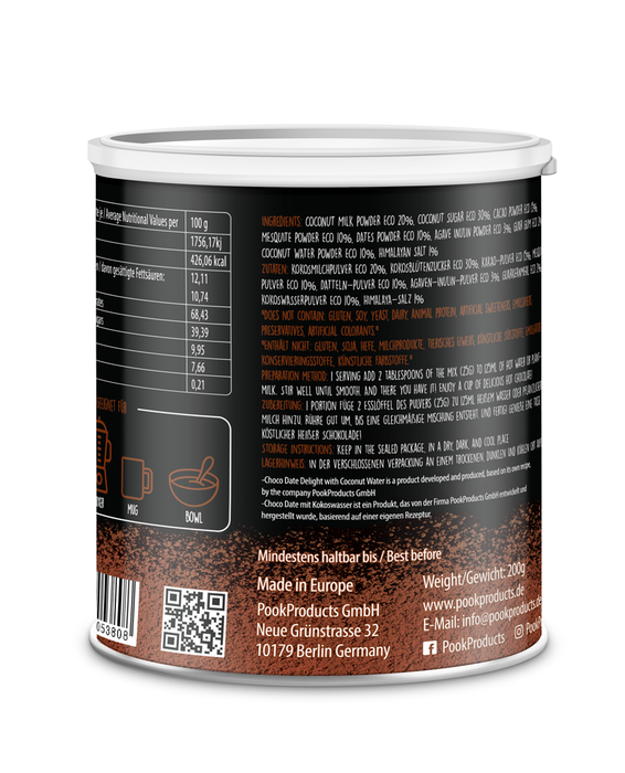 BIO - CHOCO DATE POWDER WITH COCONUT WATER