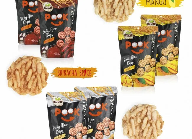 POOK Sticky Rice Chips Set 3x60 g (each variety 1 time)