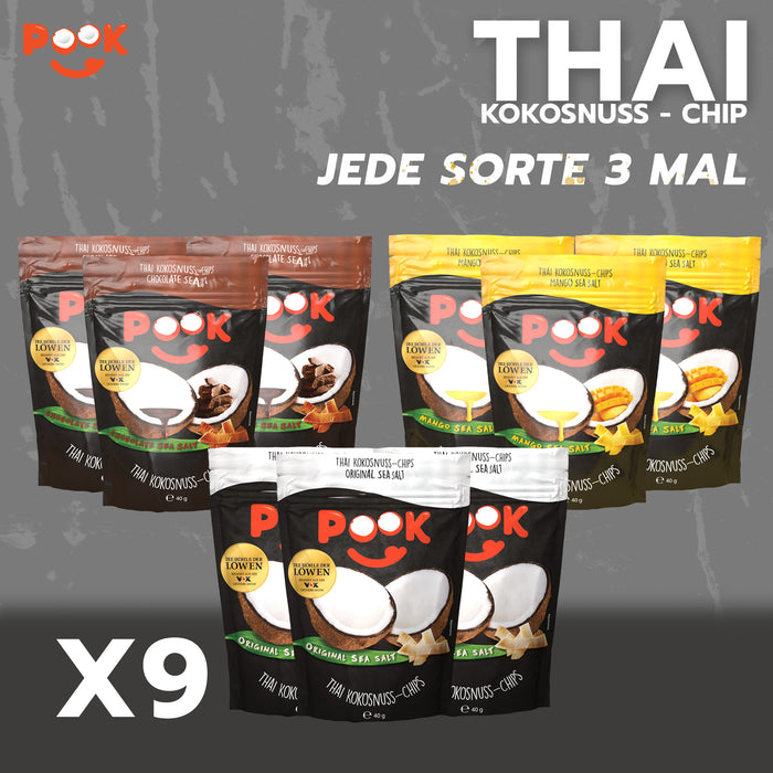 POOK Coconut Chips Best of Set 9x40 g (each type 3 times)