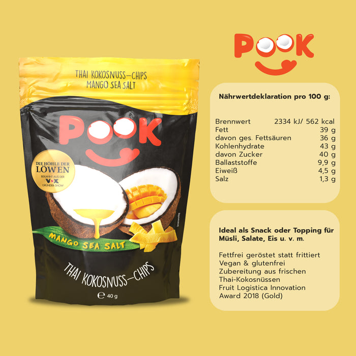 POOK Kokonuss-Chips - Mango Sea Salt 40g