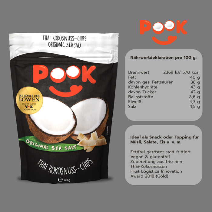 POOK Kokonuss-Chips - Original Sea Salt 40g