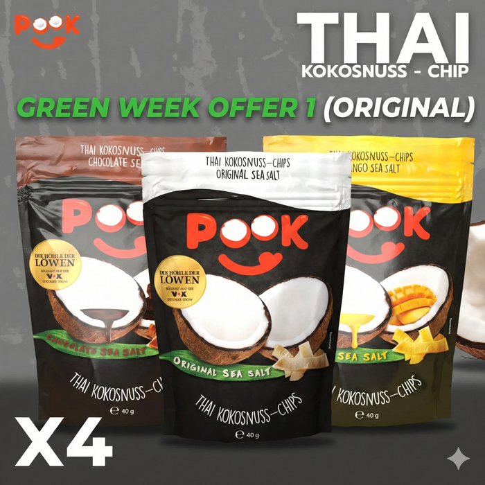 POOK Coconut Chips 3x40 g (each variety 1 time)